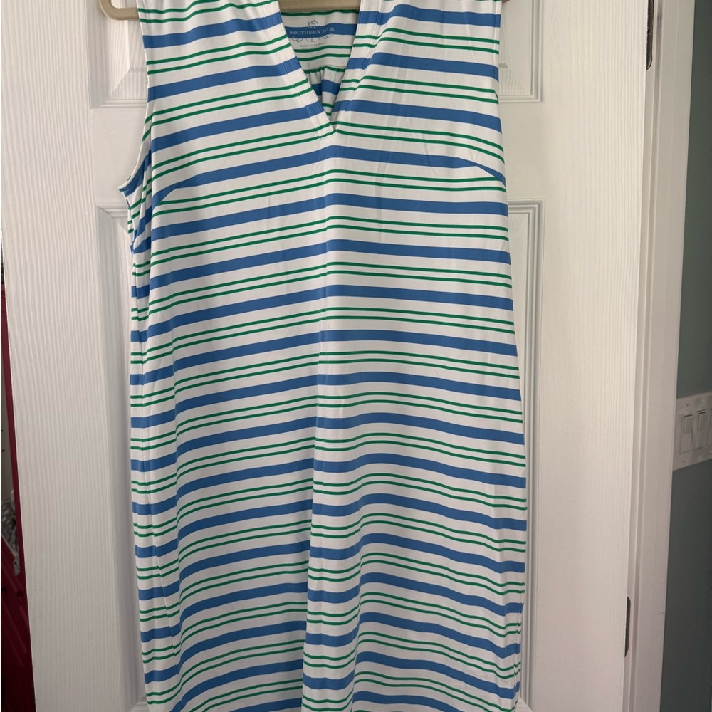 Southern Tide Blue and Green Striped Top